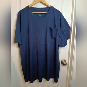 Genuine Dickies Mens 2XL Blue Crew Neck Shirt Front Pocket Workwear Utility Dad